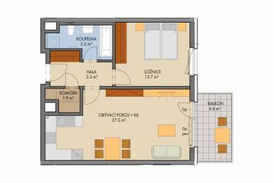 Novostavba 2+kk/B, 56m2, Praha 9, Byty Nad Krocínkou