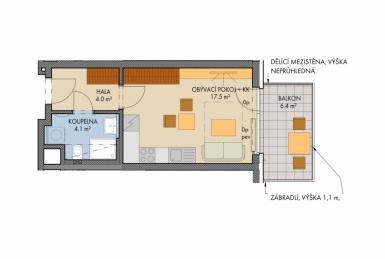 Novostavba 1+kk/B, 27m2, Praha 9, Byty Nad Krocínkou