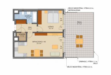 Novostavba 2+kk/T/G, 56m2, Praha 9, Byty Nad Krocínkou